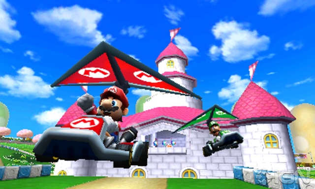 Mario en deltaplane dans Mario Kart 3DS